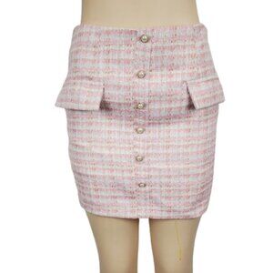Cider women's pink and white boucle skirt size M